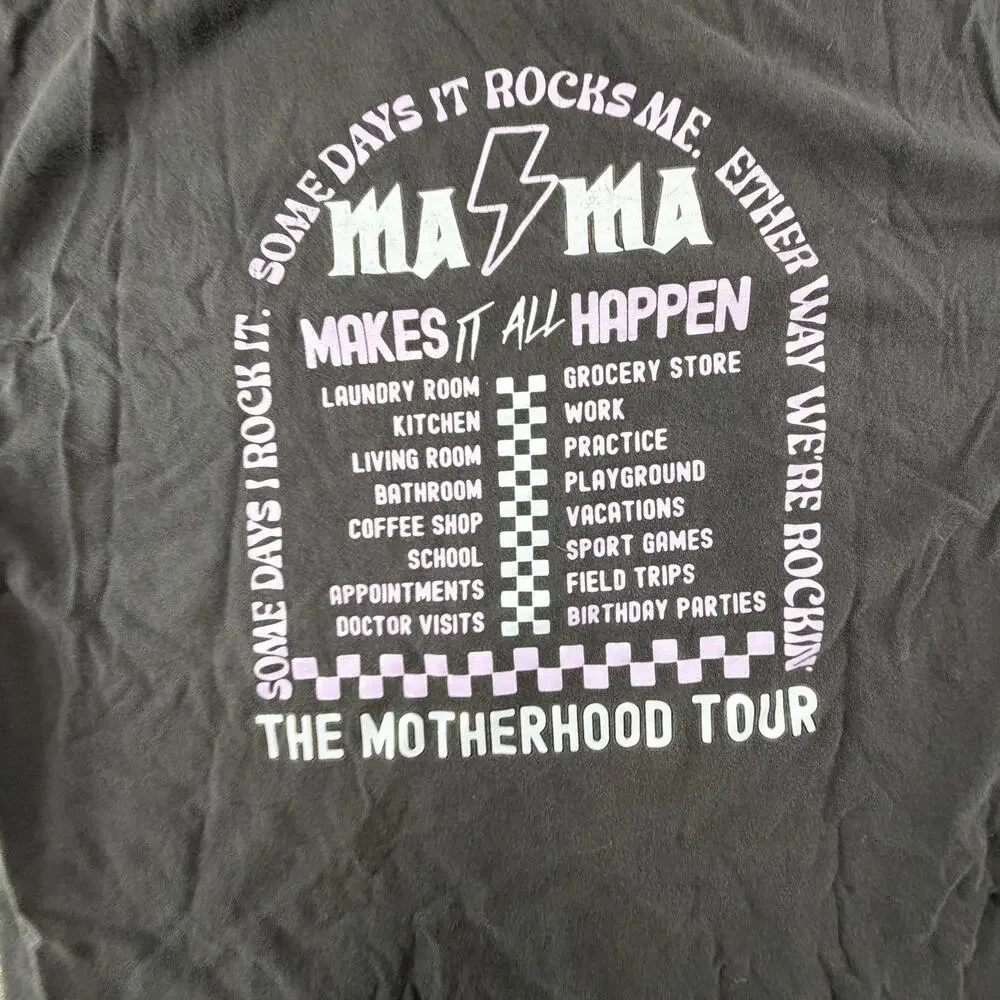 Mama Tour Comfort Colors Shirt Womens 2XL Gray Motherhood Mom Life Oversize Gym